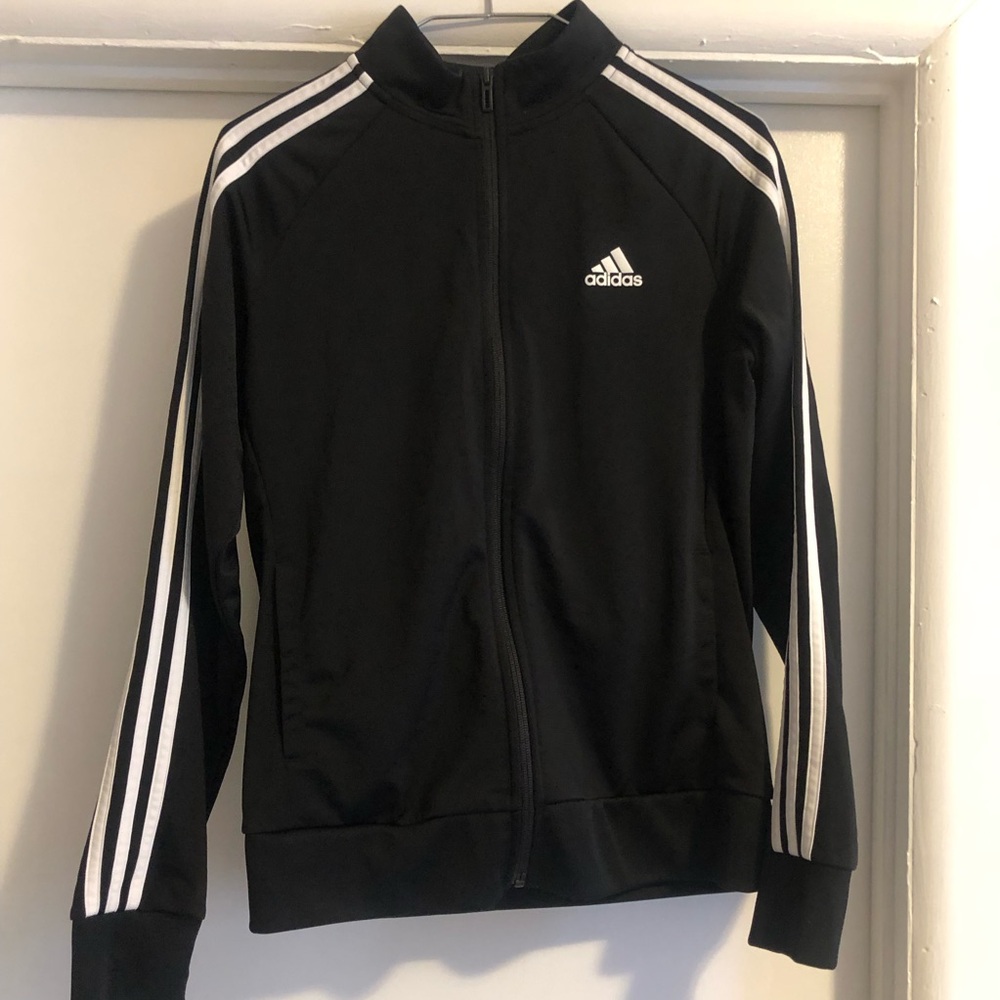 ❤️Adidas Track Jacket Pockets Black White Size M